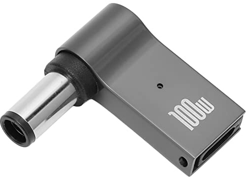 PUSOKEI USB C zu DC Adapter, USB C Buchse auf Stecker DC 7,4 X 5,0 Mm Klinkenstecker Konverter, Tragbarer Rechtwinkliger 100 W 5 A PD Netzladeanschluss für Laptop