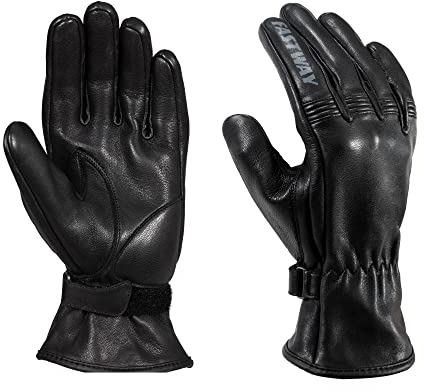 FAST WAY City Uni 211 Leder Motorradhandschuhe Sommer, Zertifizierte Motorrad Handschuhe Herr & Frau, Stretcheinsätze, Weitenverstellung, Schwarz, XS-3XL