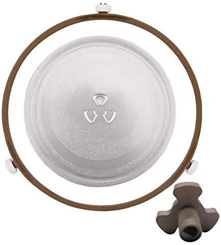 WORDFUN Ersatz Drehteller Für Mikrowelle, Glasplatte Glasdrehteller, Mikrowellenteller, Mit 3 Fixierern, Gleichmäßige Erwärmung, 8mm Dicke, Rund Mikrowelle Drehteller, Kippt Nicht Leicht