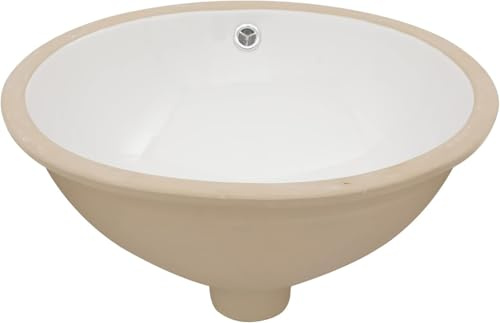 Sarlai Ovales Waschbecken, Unterbau, 45,7 x 38,1 cm, weiße Keramik, modernes Kunstbecken, 41,3 x 33,7 x 14 cm, mit Überlauf