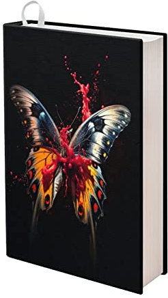 Kuiaobaty 3D-Schmetterling-Buchhüllen, schwarzer Stoff, Buchschutz für neuartige Größe 27,9 x 21,6 cm, dehnbarer Notizbuch, staubdichter Einband