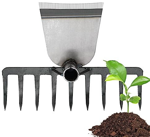 Pratvider Bauernhof-Hacken-Rechen-Werkzeug - Bodenlockerungsrechen Landschaftsbau-Rechenwerkzeug,Grasextraktor, manueller Gartenrechen, Gartengeräte für die Landschaftsgestaltung von Terrassen