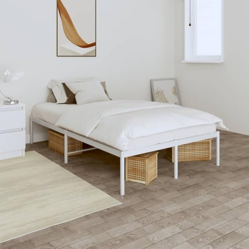 Annlera Bettgestell 207x125x31cm Weiß Stahl Tagesbett Aus Metall Jugendbett Robusten Bettgestell Sofa Im Wohnzimmer Einzelbett Bodenbett Palettenbett Lattenrost Gästebett Bed