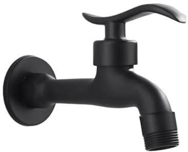 Kaltwasserhahn Gäste Wc Schwarzer Waschmaschinenhahn Komplett Aus Kupfer Einzelner Kaltwasserhahn Schnell Zu Öffnender Mopp-Pool-Wasserhahn 3/4 Zoll Lange Waschmaschine