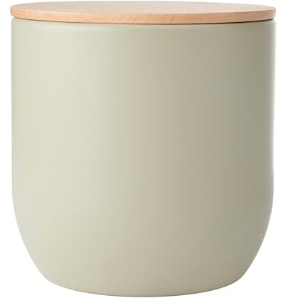 KitchenCraft Idilica Boîte de cuisine avec couvercle hermétique, boîte de rangement ronde avec couvercle en bois et finition mate pour le thé, le café ou le sucre, 12 x 12cm