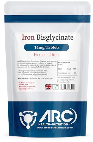 Gentle Iron Tablets High Strength - Vegan Iron Bisglycinate - Energy Tablets for Tiredness and Fatigue - High Absorption Iron Supplements for Women and Men - 365 Tablets
