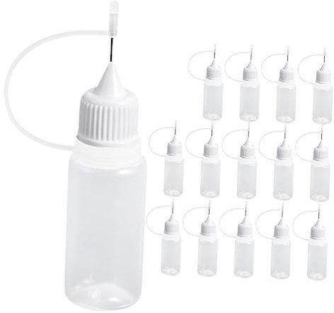 Housoutil Lot De 15 Flacons Applicateurs 10 Ml En Pe Souple Perforé, Flacons Distributeurs Précis Transparents Pour Colle Et Huiles Essentielles, Usage Artistique Et Laboratoire
