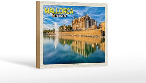 FEMER Placa de madera de viaje 18 x 12 cm Mallorca España La Seu Palma Catedral