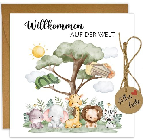 JOYEASE Karte zur Geburt mit Umschlag, Geschenke zur Geburt Mädchen Jungen, Baby Karte Geburt Geldgeschenk, Glückwunschkarte Baby Geschenk Geburt