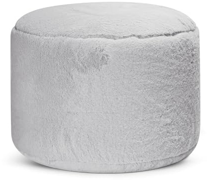 mokebo Pouf XL Hocker aus Kunstfell 'Der Flauschige' (40x60 cm) Made in Germany, Flauschiger Sitzpouf in Faux Fur, Fußhocker oder Beistelltisch mit EPS-Perlen Füllung, in Felloptik in Grau