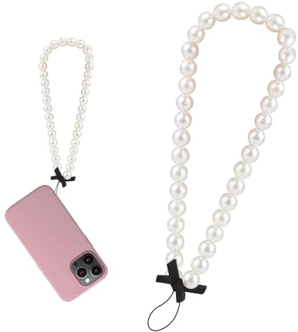Miunpri Mobile Phone Charm Strap with Colorful Handcrafted Ceramic Bead, Universal Lanyard with Bow Tie, Detachable