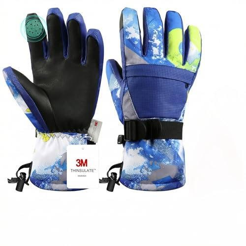 Pnosnesy Guantes de esquí, los Guantes de Nieve Resistentes al Agua y Respirables más cálidos en Clima frío, adecuados para Ambos sexos, adecuados para Padres y niños al Aire Libre