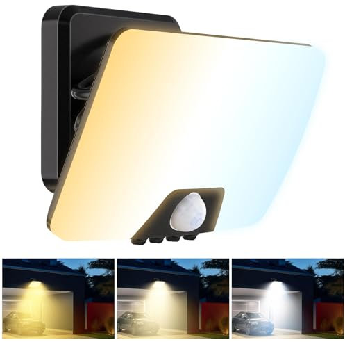 vighep Security Lights Outdoor Motion Sensor, 24W Pir Lights Mains Powered 3000K-6500K Warm Neutral Cool White, LED Spotlight with 3 Light Modes, IP65 Waterproof Floodlight for Garage Garden Yard