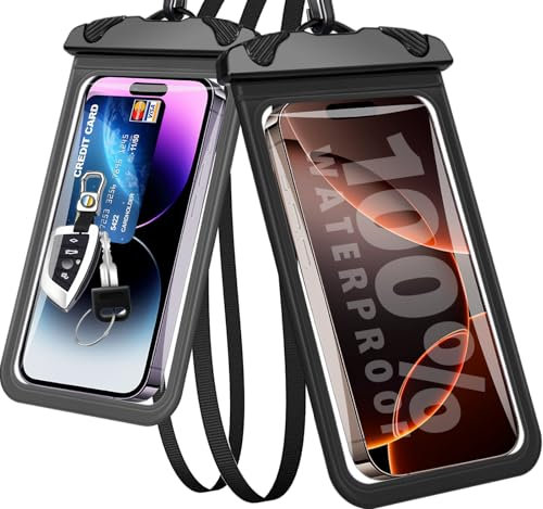 G.CATACC 2 Pezzi Custodia Impermeabile Smartphone Fino a 8,3, IPX8 Universale Telefono Cover Subacquea per iPhone 17 16 15 14 13 12 11 Pro Max Galaxy S23 S22 S21 S20