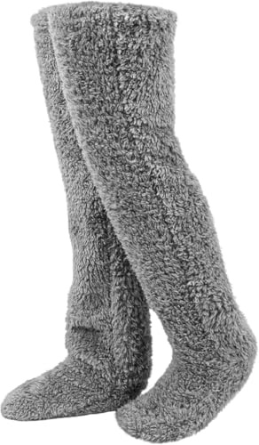 Chaussettes Chaudes du Genou Duveteuses Épaisses, Hiver Chaussettes Genou à Hauteur Chaudes Femme, Chauffe-Jambes Chaussettes de Sommeil pour Thermiques Maison