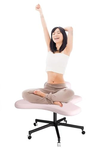 Ergonomischer Kniestuhl Ergonomischer Bürostuhl, Bürostuhl mit gekreuzten Beinen, 2 Kissen, Yoga-Schreibtischstuhl für Erwachsene, Liegestuhl zur Meditation, Verstellbarer Kniestuhl, 136 kg,