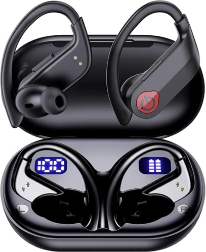 EUQQ Wireless Earbuds Bluetooth 5.3 Kopfhörer - Ohrhörer mit 4 ENC Noise Canceling Mikrofon, 120H Stereo Sound, Sport Wireless Ohrhörer mit Ohrhaken, IP7 Wasserdicht
