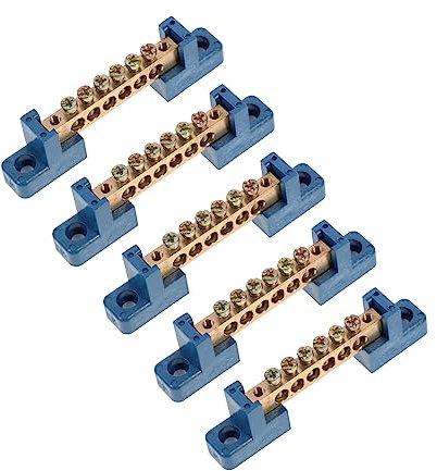 Vaguelly 5pièces Bornier De Distribution Laiton Positions Conditionnement Borne Terre Pour Applications Bateaux Et Véhicules Avec Barrette Bus Électrique Résistante Corrosion