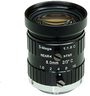 NGBFF HD C-Mount 8mm Objektiv 2/3 F1.4 FA Machine Vision Festbrennweitenobjektiv 5MP Industriekamera manuell Iris CCTV-Objektiv Geringe Verzerrung, für Löten von PCB-CPU-Reparaturen