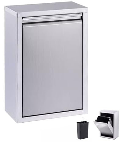 Stainless Steel Pull-Out Trash Can for Outdoor Kitchen 8L Commercial Waste Bin for BBQ Island Grill Station Sleek Silver Design for Easy Access and Cleanup