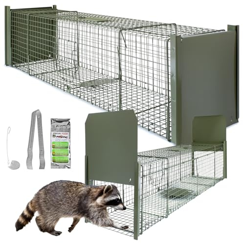 Petigi Lebendfalle Drahtfalle Marder Lebend Wiesel Garten Kaninchen Abwehr Umsiedeln Falle Haus Zubehör Ratte Rattenfalle Vertreiben Grün Dachboden 120 x 29 x 31 cm
