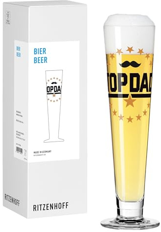 RITZENHOFF 8172004 Pils-Glas 330 ml - Serie Sprüche - Bierglas mehrfarbig mit lustigem Schriftzug Top Dad - Made in Germany