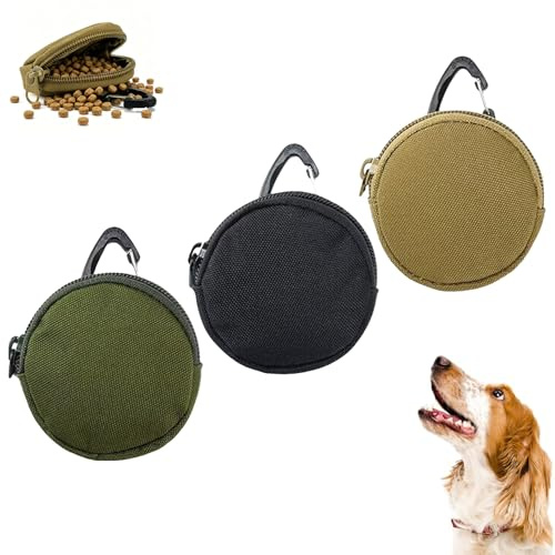 3 Stück Leckerlibeutel für Hunde Klein,Futterbeutel Hundetraining mit Reißverschluss und Karabiner,Hundeleckerli Tasche,Münzbeutel Kleines Portemonnaie,Futterbeutel Hund,Mini Tasche für Hundetraining