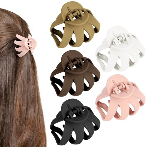 LOPHE Pinces à Cheveux Pieuvre, 5 Pinces Cheveux Femme Grande, Antidérapantes Pinces, Octopus Hair Claw Clips pour Les Femmes et Filles, pour Cheveux Épais/Fins, 5 Couleurs