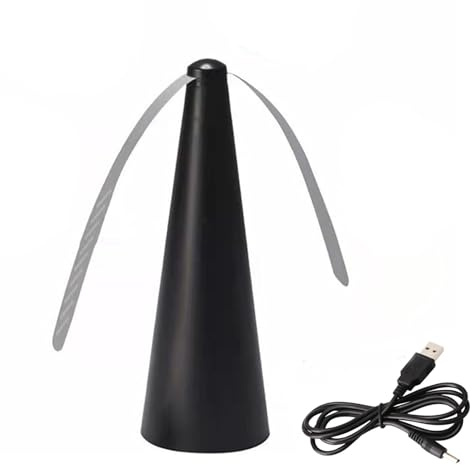 Fliegenvertreiber für Tisch, Tragbarer Fliegenwedler, Fliegenabwehr Ventilator, Mückenschutz, Tischventilator, Fliegenschutz Ventilatoren für Innen, Außenbereich, Terrasse, Restaurant (Schwarz)
