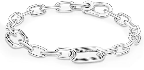 APUUESN Büroklammer Charms Anhänger Armband Verschluss 23CM Damen,ME Charm Moments Armbänder Sterling Silber S925,Schlangenkette Fake Bracelet,Armreif Schmuck,Geschenk für Frauen Geburtstag