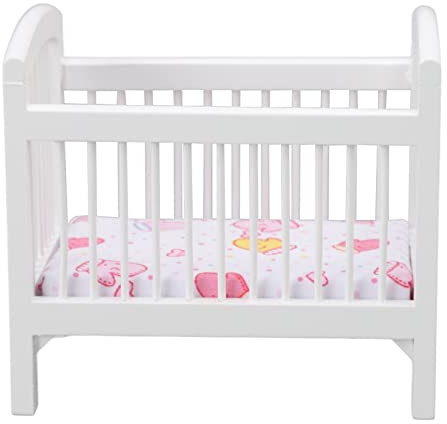 Fdit Puppenbett aus Holz, niedliches glänzendes Finish, Miniatur-Puppenhausbett mit Birkenkonstruktion für handgefertigte DIY-Enthusiasten