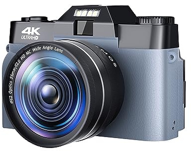 SXYGYWA Cámaras Digitales Vintage De Enfoque Automático For Fotografía Lente Gran Angular 52 Mm WiFi 4K Videocámara Transmisión Compacta Grabadora Vlog Imágenes Nítidas Detalladas(32G TF Card,White)