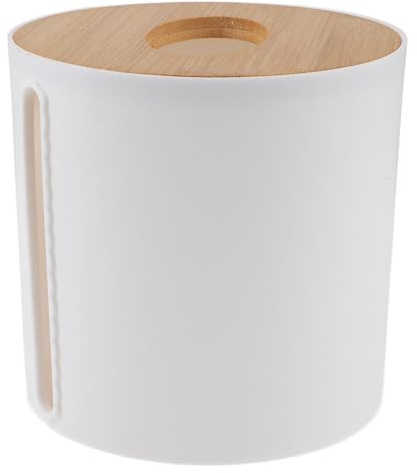 DECHOUS Carta Igienica Design Stabile e Leggero Contenitore Coperchio in Bambù Rotondo per Bagno e Cucina