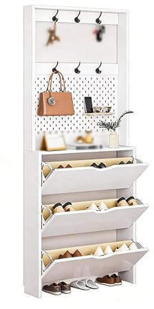 CJWKXQOL Meuble d'entrée Vestiaire, Ensemble de Garde Robe d'entrée, Vestiaire et Chaussures, pour Couloir, Salon, Chambre à(White,80x17x213cm)