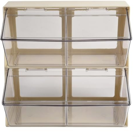 Caja de almacenamiento de bolsas de té de doble capa para escritorio, organizador de mesa de café para cápsulas de café y bolsas de té, plástico, 27 x 18 x 25 cm, color verde/blanco, cocina y té