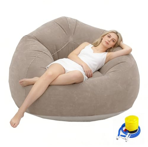 DASIAUTOEM Aufblasbarer Sitzsack, Aufblasbarer Sessel, Luft Strandsofa mit Luftpumpe, Tragbare Aufblasbarer Stuhl, Wasserdichtes Aufblasbares Strandsofa für Reisen Camping Pool Beach