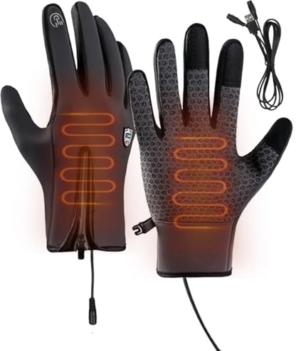 Guanti da sci ricaricabili, guanti da sci invernali, riscaldati, caldi e riscaldati, con ricarica USB, scaldamani per uomini e donne, guanti antivento con cerniere per la , Wan