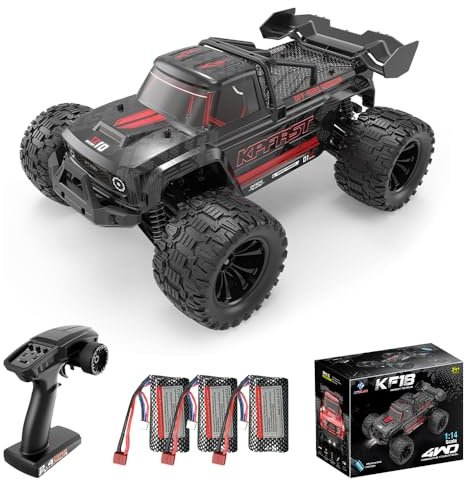 Teeggi 1/14 Fjärrstyrd bil för vuxna, 75 km/h, 3S-batteri, borstlös RC-motor, hög hastighet, offroad, drift, racerbil, 4WD, terrängbil, 3 batterier (Svart)