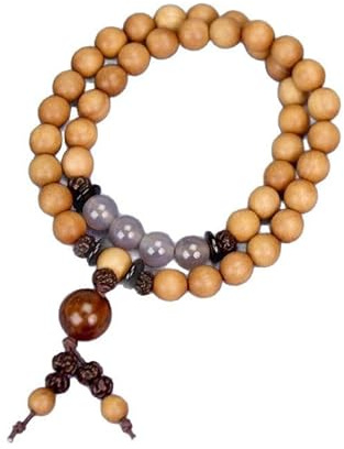 Sandelträ guldsilke lila armband - miljövänliga gröna sandelträ träsmycken(Sandalwood8mm)