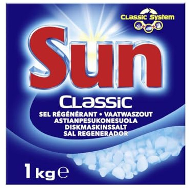 SUN Sel Régénérant pour Lave-Vaisselle - 1 kg - Granulés Protecteurs contre le Calcaire - Emballage en Carton Recyclé - Lot de 4