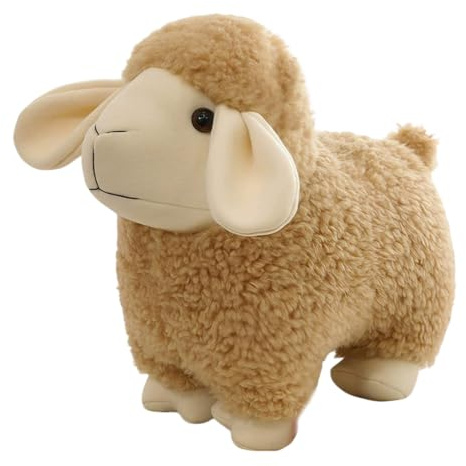 TROYSINC Kuscheltier Lamm Plüschtier, Flauschiges Bauernhof Schaf Kuscheltier, Weiche Plüschfigur Niedliches Schaf Stofftier Kinder Spielzeug Kissen Geschenk (Braun,25cm)