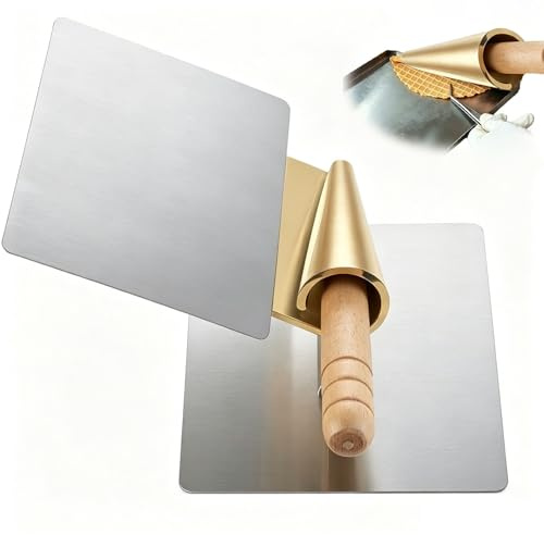 Rouleau à gaufres en cuivre, poignée en bois, moule à glace professionnel pour pizzelles, outil de pâtisserie manuel pour la pâtisserie et la fabrication de desserts