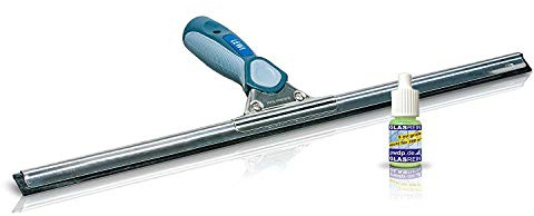 Profi-Fensterabzieher (55cm) von LEWI - Fensterwischer für große bis sehr große Fenster - streifenfreies Ergebnis, ergonomischer Griff, Edelstahlschiene & Gummilippe - inkl. Gratisprobe Glasreiniger