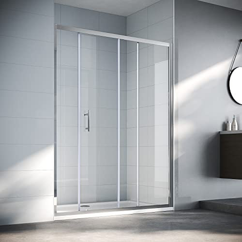 SIRHONA Porte de douche coulissante 150 x 185 cm Paroi de douche cabine de douche coulissante verre sécurit