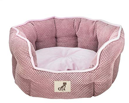 allpetsolutions Alfie Range Dog Bed - Warm, Fleece-Lined Machine Washable Dog Bed - Calming with Extra Soft Reversible, Removable Pillow Cushion - Medium, Pink