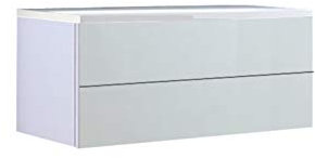 StoneArt Badmöbel Set mit Mineralguss Waschbecken Waschschale Aufsatzwaschbecken und Unterschrank Waschtisch Einzel- oder Doppelwaschbecken Brugge BU-1001pro weiß 100cm