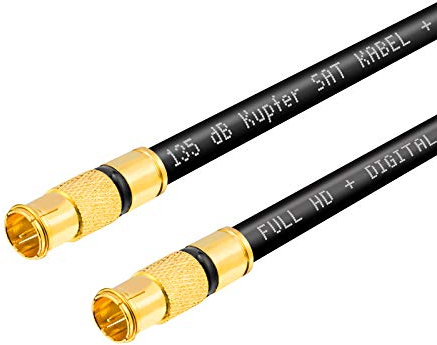hb-digital 0,5m Sat Anschlusskabel schwarz mit Kompressions-F-Schnellstecker Quickfix vergoldet, 135dB 5-Fach geschirmt CU Kupfer Innenleiter Antennenkabel Koaxial Kabel FullHD TV 3D UHD Ultra 4K