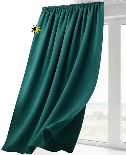 BEAUTEX Verdunklungsvorhang 140x225 Petrol Kräuselband Blickdicht | lichtmindernd, wärmeisolierend, pflegeleicht, waschbar, für Schiene geeignet, viele Farben und Größen