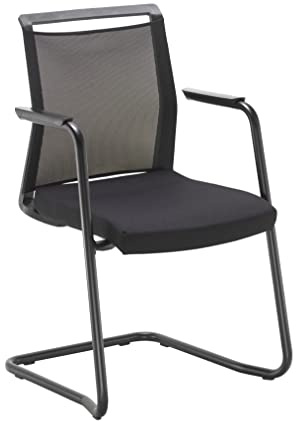 Office Hippo Mesh Back Cantilever Desk Chair With Integral Arms, Suitable for Home Office, Office, Meeting Rooms, Boardroom and Classrooms, Black, 57.5 x 59 x 91 cm