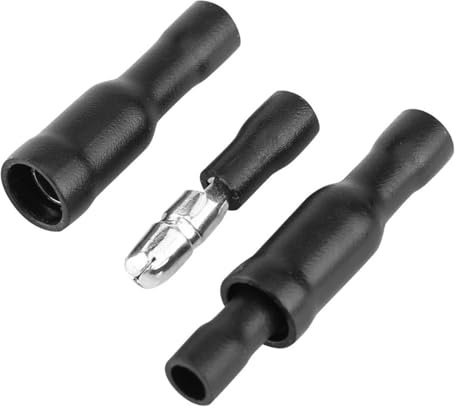 Jadeshay Kabelschuhe set, 50 Stück Male & Female isolierter elektrischer Steckverbinder Crimp-Rundklemme für 0.5-1.5mm²(Schwarz)